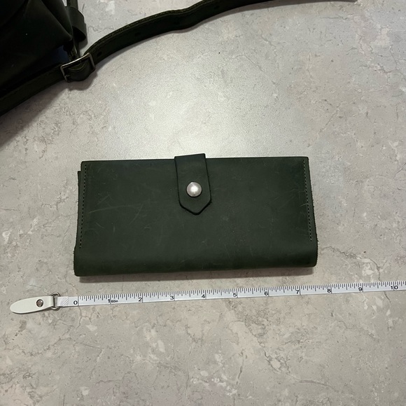 Hand Crafted Bags Portland Leather Mini Crossbody Green And Wallet